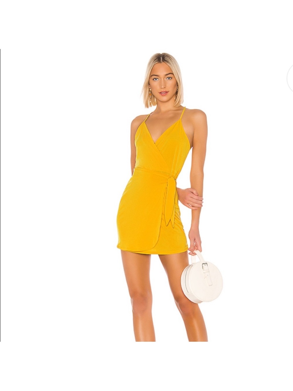BCBGeneration Mustard Yellow Wrap Mini Dress